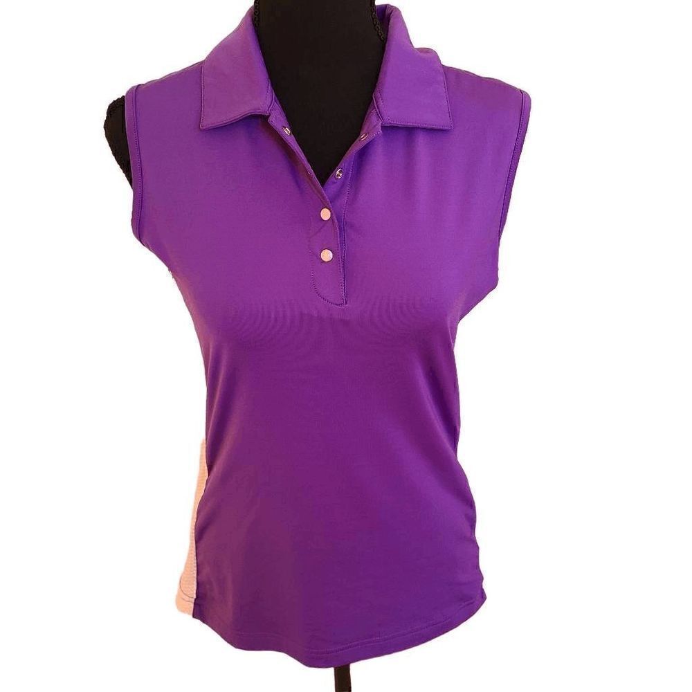 Nivo Womens Tops Golf Polo Cool Mesh Back Sleeveless Purple Small